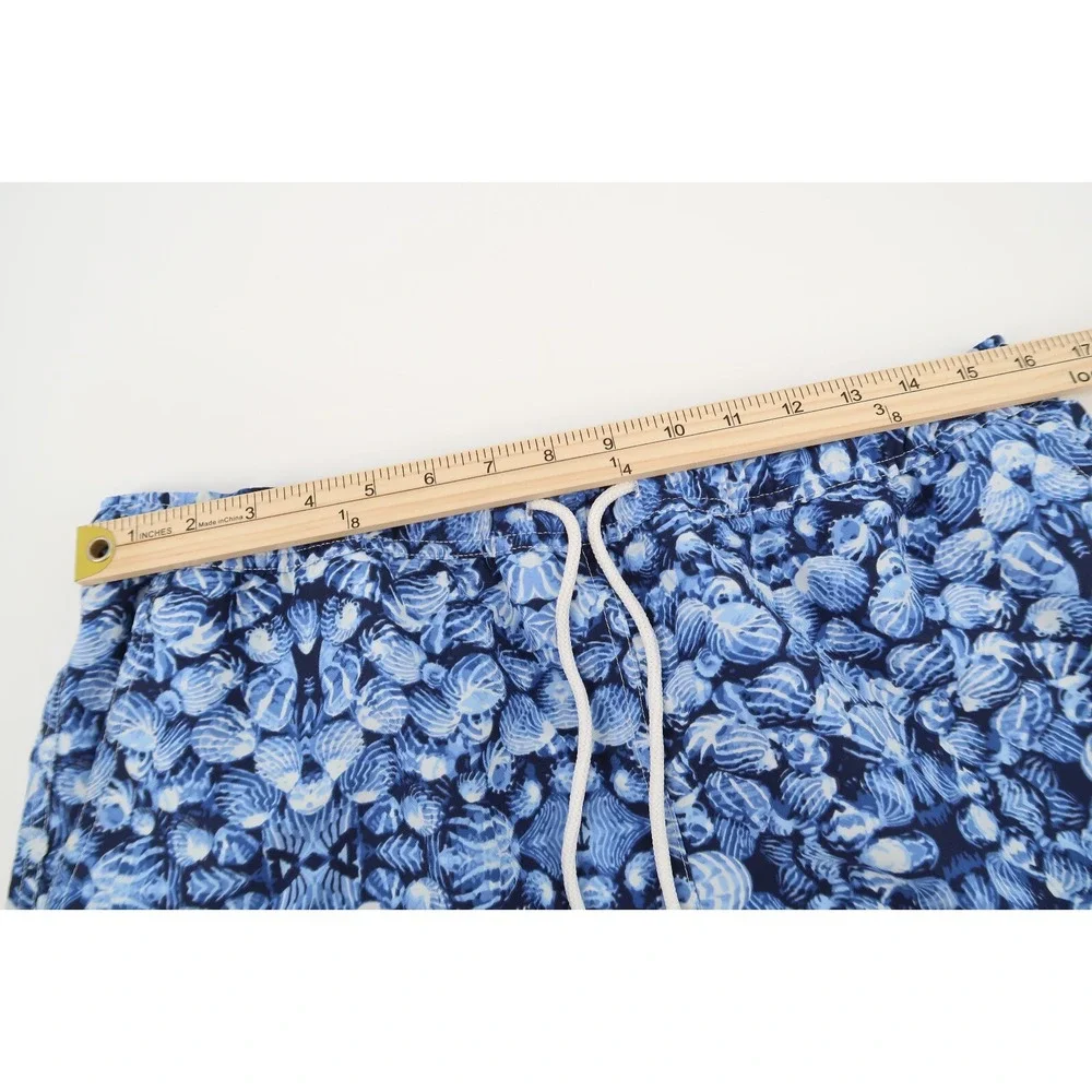 Peter Millar Mens Medium Blue Sea Shells Lined Swim Trunks Shorts